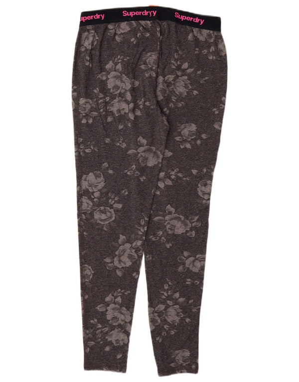 SUPERDRY Leggings cu grafică pentru femei UK 14, mare, gri, bumbac floral
