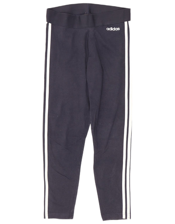 Leggings crop pentru femei Adidas Marea Britanie 12/14 Sport mediu din bumbac bleumarin