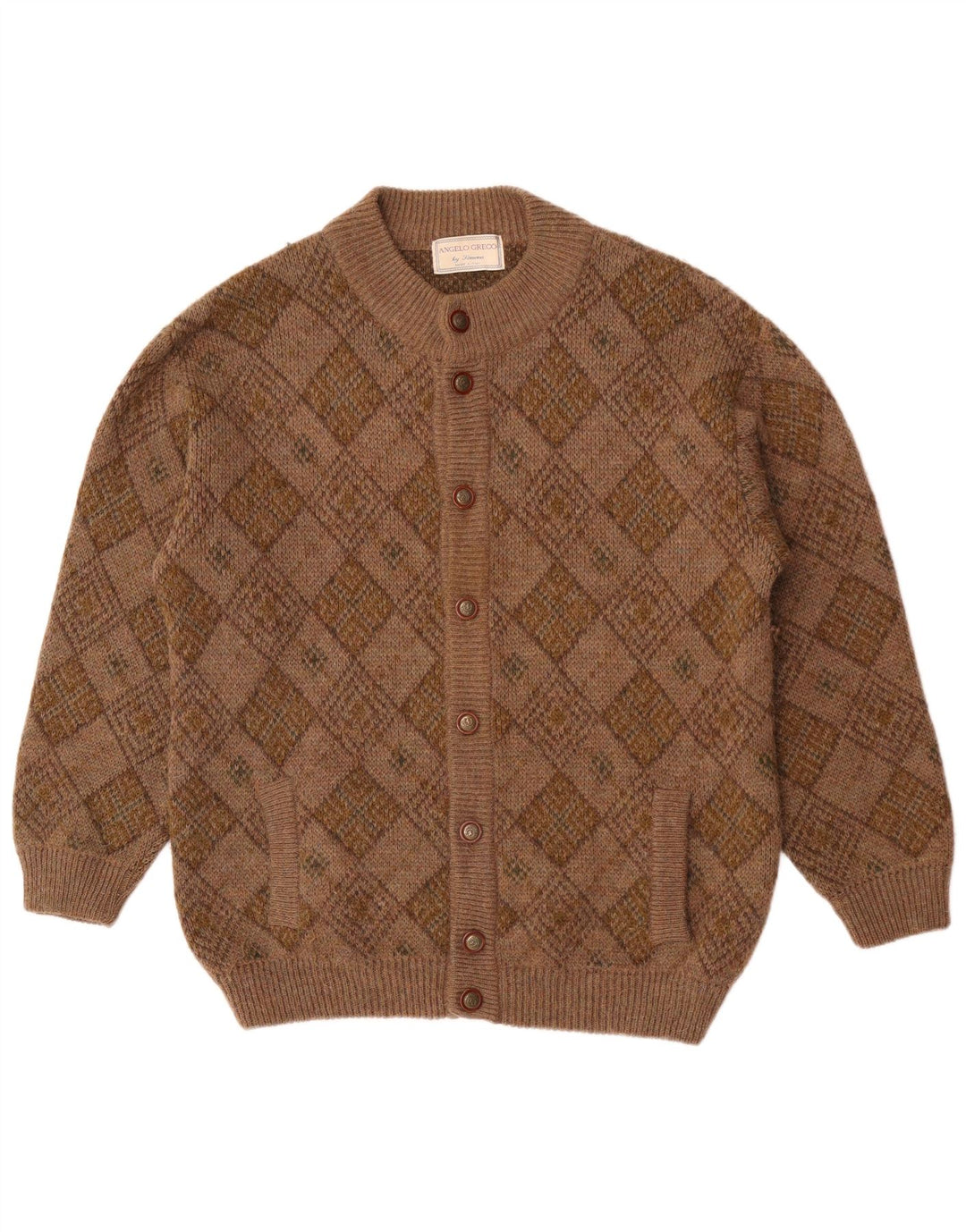 Pulover cardigan Angelo Greco pentru bărbați By Simona Maro mare Argyle/Diamond