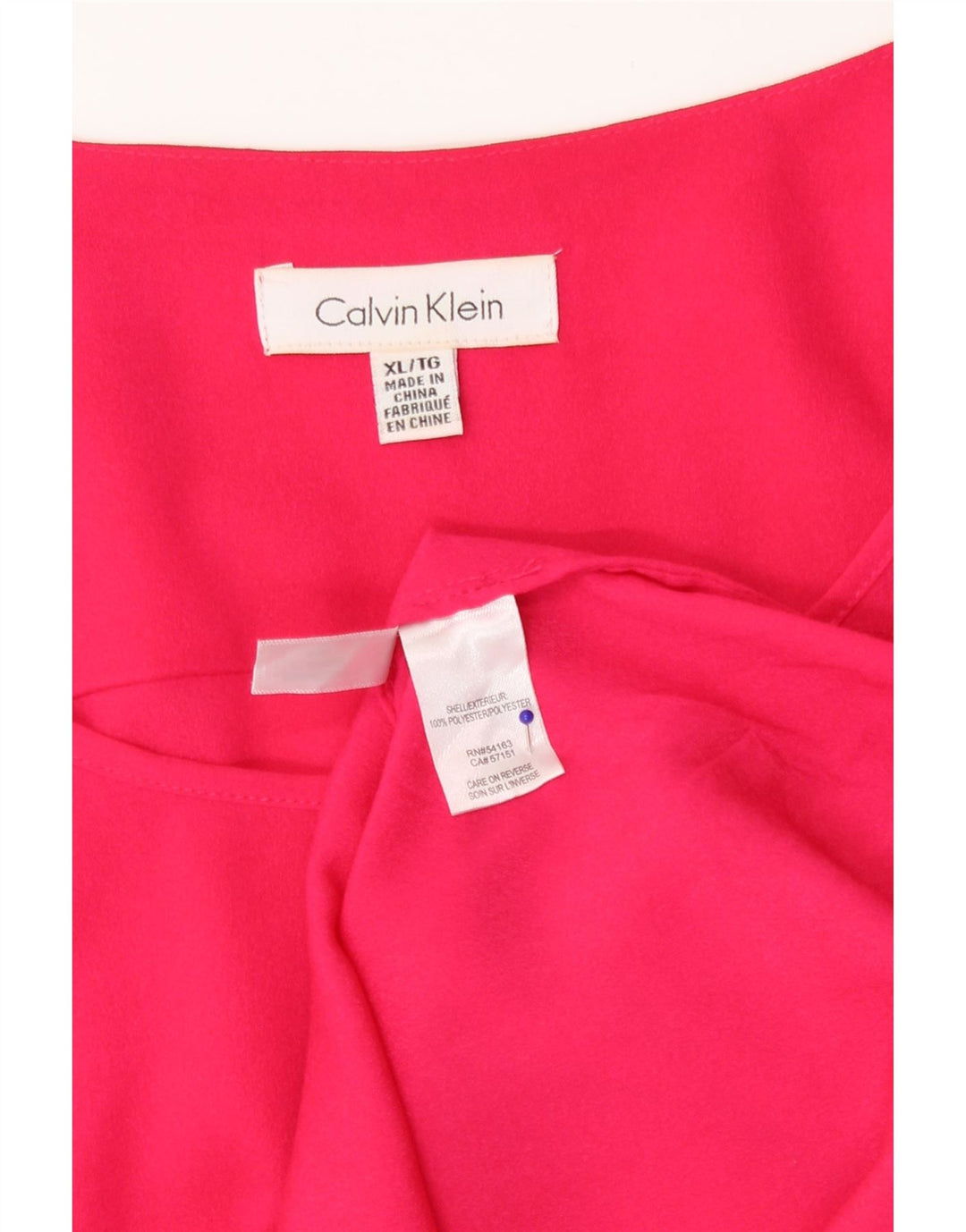 Bluză cu mânecă lungă pentru femei Calvin Klein, UK 18 XL, poliester roz
