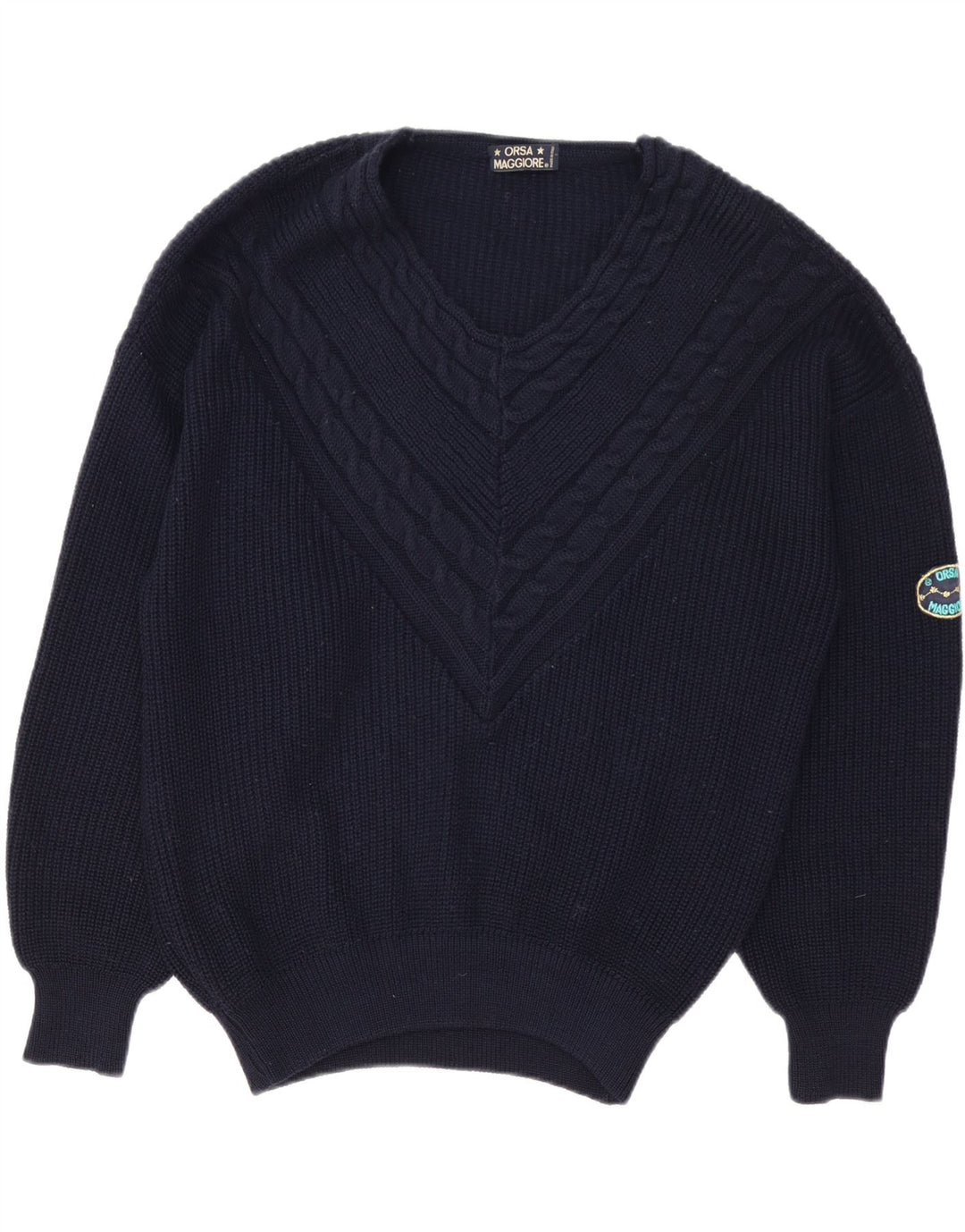 Pulover Vintage pentru bărbați cu decolteu în V XL Lână bleumarin