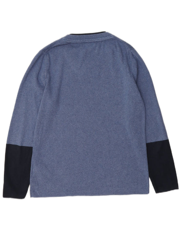 Tommy Hilfiger Womens Boat Neck Jumper Sweater UK 16 Large Blue Colourblock