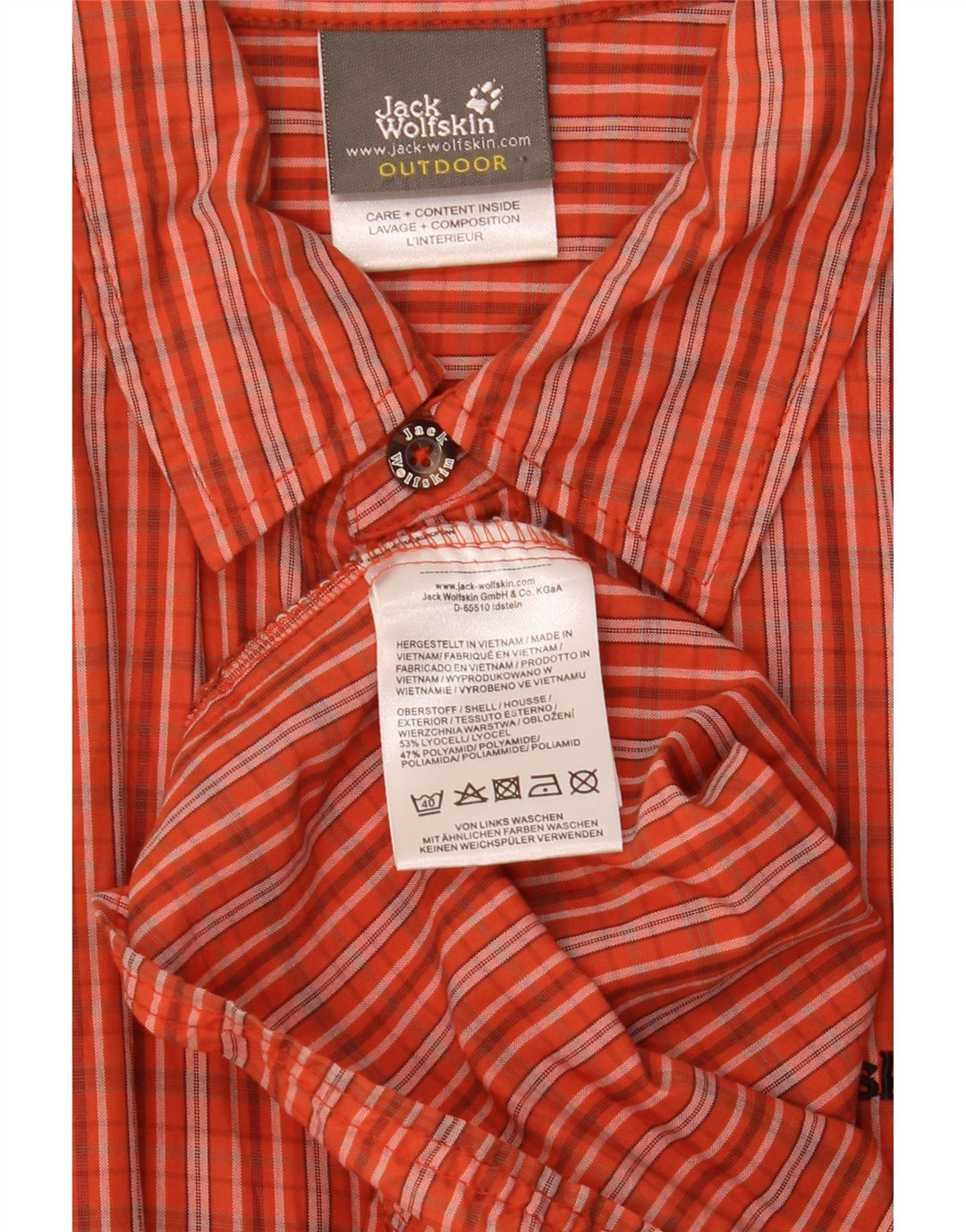 Jack Wolfskin Cămașă cu mânecă scurtă pentru bărbați XL Orange Check Lyocell