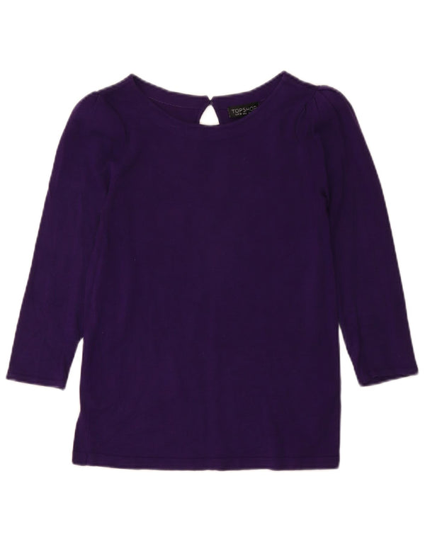 Topshop pentru femei Crop Top cu mâneci 3/4 UK 10 Small Viscose violet
