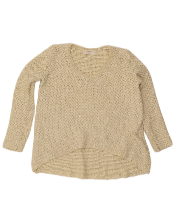 Pulover oversized cu decolteu în V Zara pentru femei UK 10 Small Off White