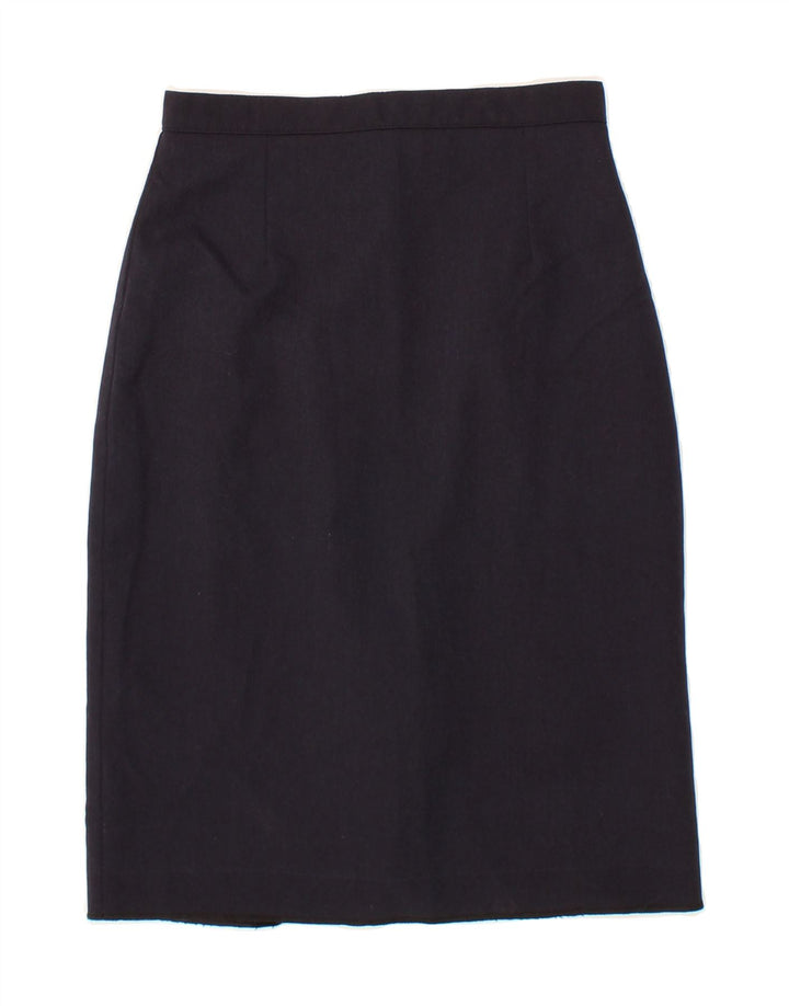 VINTAGE Womens Straight Skirt IT 40 Small W26 Navy Blue Wool Vintage Vintage and Second-Hand Vintage from Messina Hembry 
