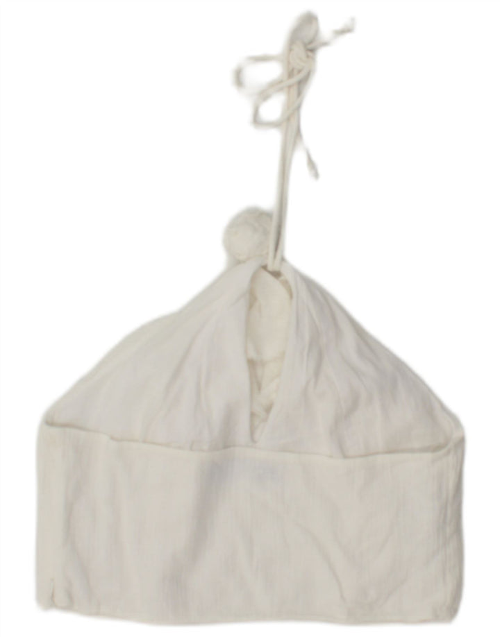 Top Halter pentru femei Zara UK 12 Medium White Bumbac