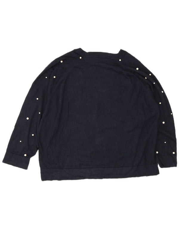 Pulover pentru femeie Zara cu gât de barcă UK 14 Medium bleumarin pete