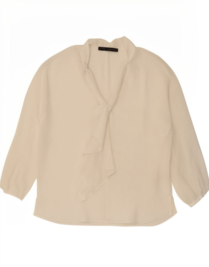 Cravată față cu mânecă lungă pentru femei Zara See Through Top UK 16 Large White