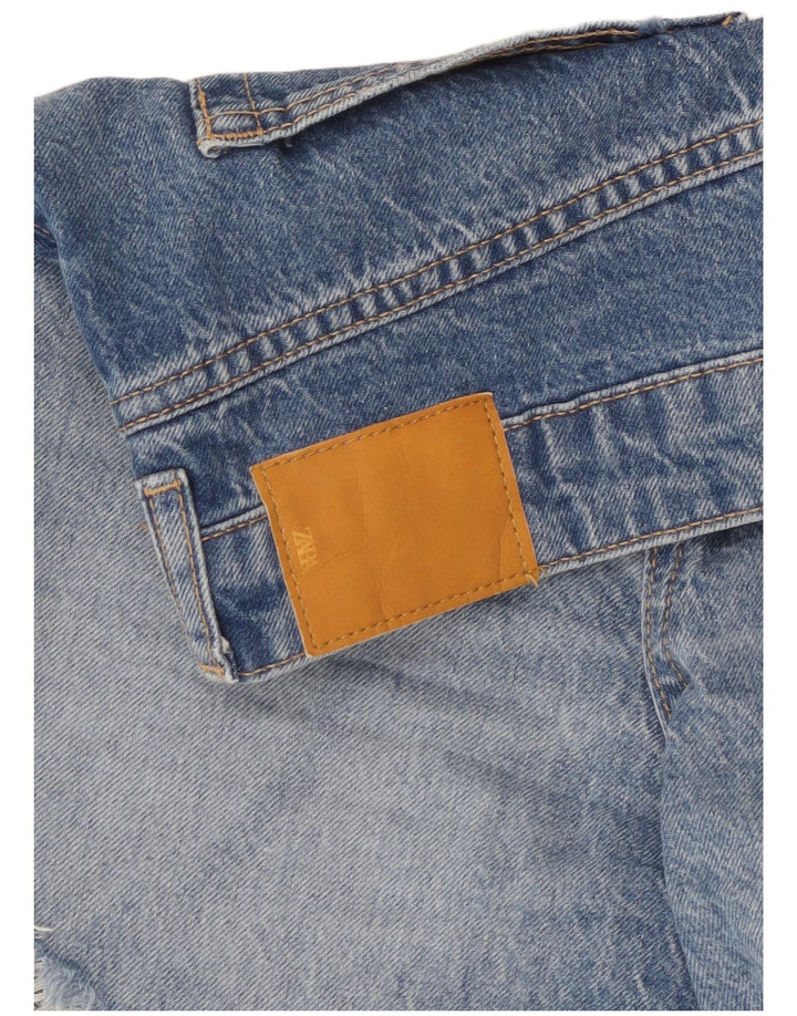 Pantaloni scurți din denim învechit pentru femei cu talie înaltă Zara W30 albastru mediu