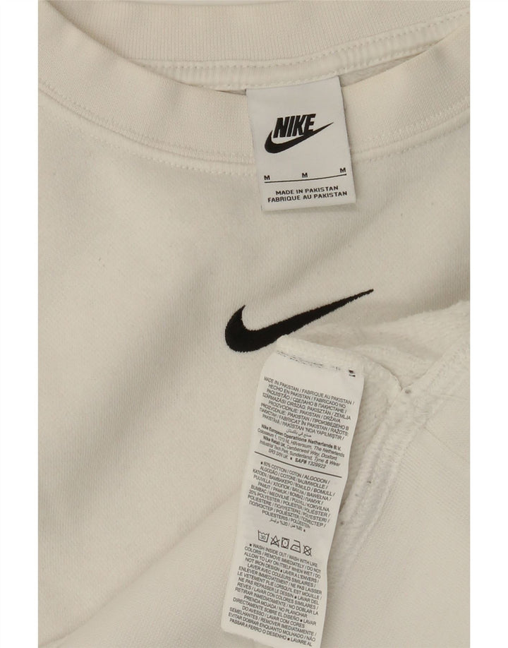NIKE Womens Crop Oversized Sweatshirt Jumper UK 14 Medium White Cotton