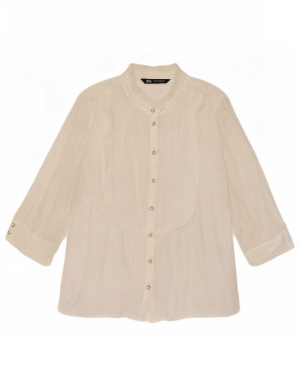 Bluză cămașă cu mâneci 3/4 pentru femei Zara UK 14 Medium White
