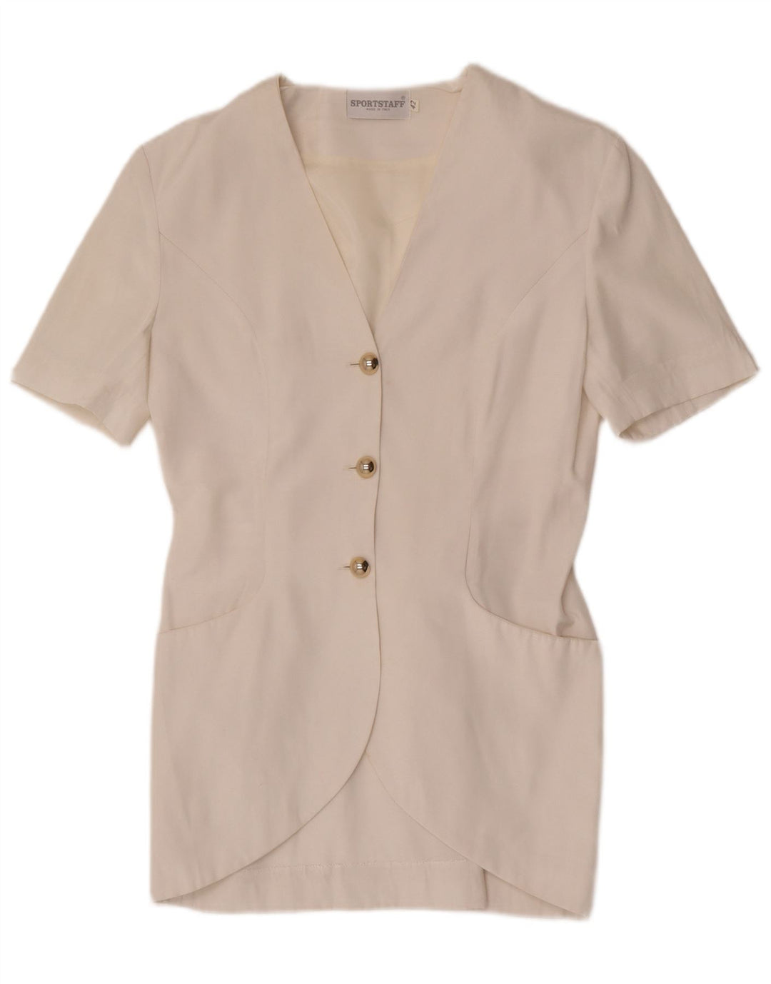 Jachetă pentru femei Sportstaff, cu 3 nasturi, cu mânecă scurtă, IT 42 Medium White