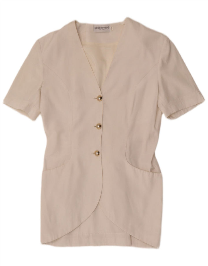 Jachetă pentru femei Sportstaff, cu 3 nasturi, cu mânecă scurtă, IT 42 Medium White