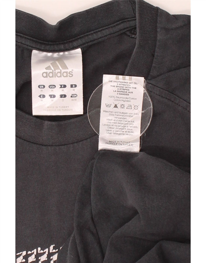 ADIDAS Mens Graphic T-Shirt Top Medium Black Cotton Vintage Adidas and Second-Hand Adidas from Messina Hembry 