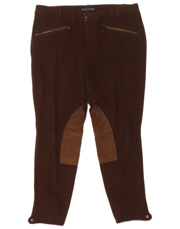 Pantaloni casual slim pentru femei Ralph Lauren US 14 XL W34 L27 maro color block