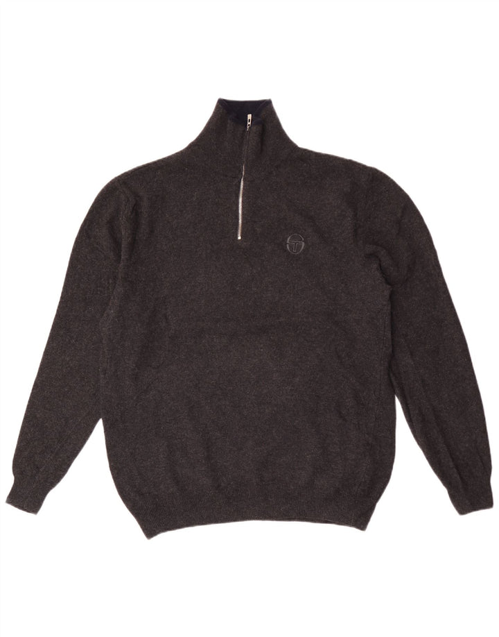 Pulover pentru bărbați Sergio Tacchini, cu fermoar și gât, gri mediu
