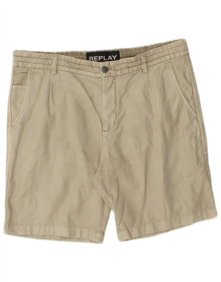Pantaloni scurți chino pentru bărbați Replay W34 mare, bej, bumbac