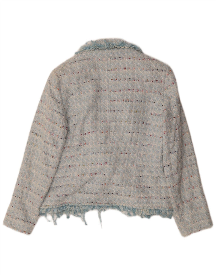 Jaeger Blazer deschis pentru femei UK 14, bumbac cu dungi albastre medii