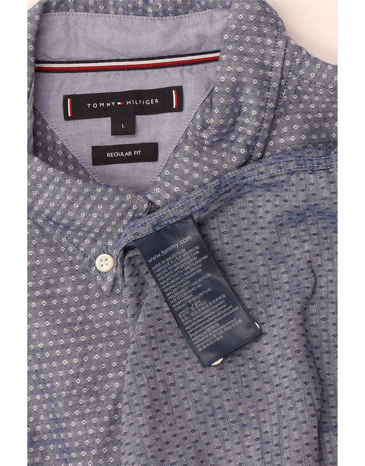 Cămașă pentru bărbați Tommy Hilfiger, cu formă regulată, mare, bumbac cu pete albastre