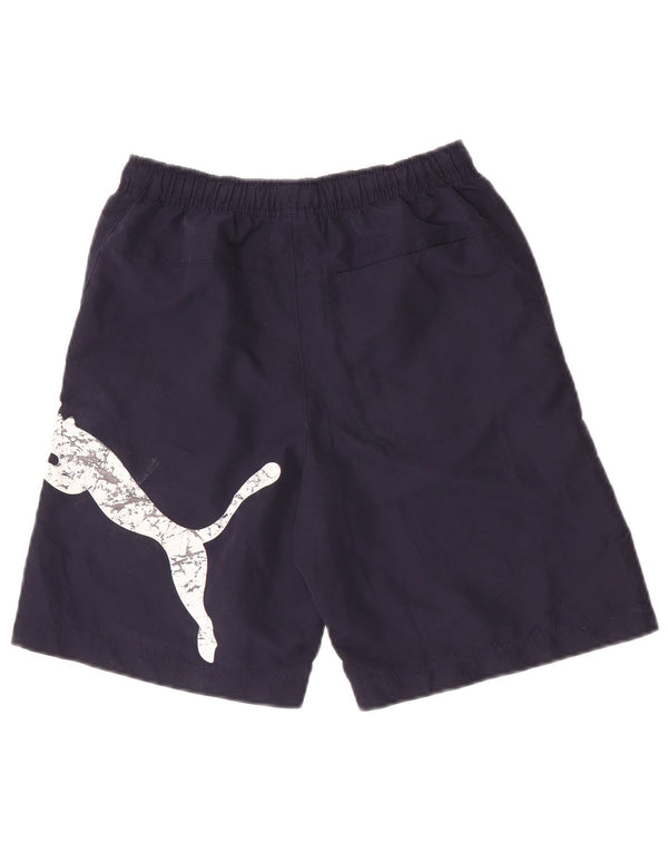 Pantaloni scurți sport grafic Puma pentru băieți 11-12 ani, bleumarin
