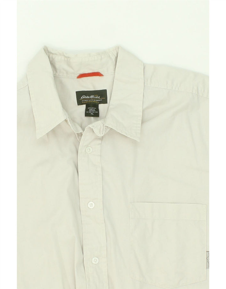 EDDIE BAUER Mens Short Sleeve Shirt XL Grey Cotton Vintage Eddie Bauer and Second-Hand Eddie Bauer from Messina Hembry 