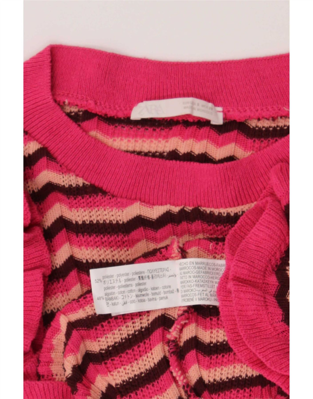 Tricou pentru femei Zara UK 8 Poliester cu dungi roz mici