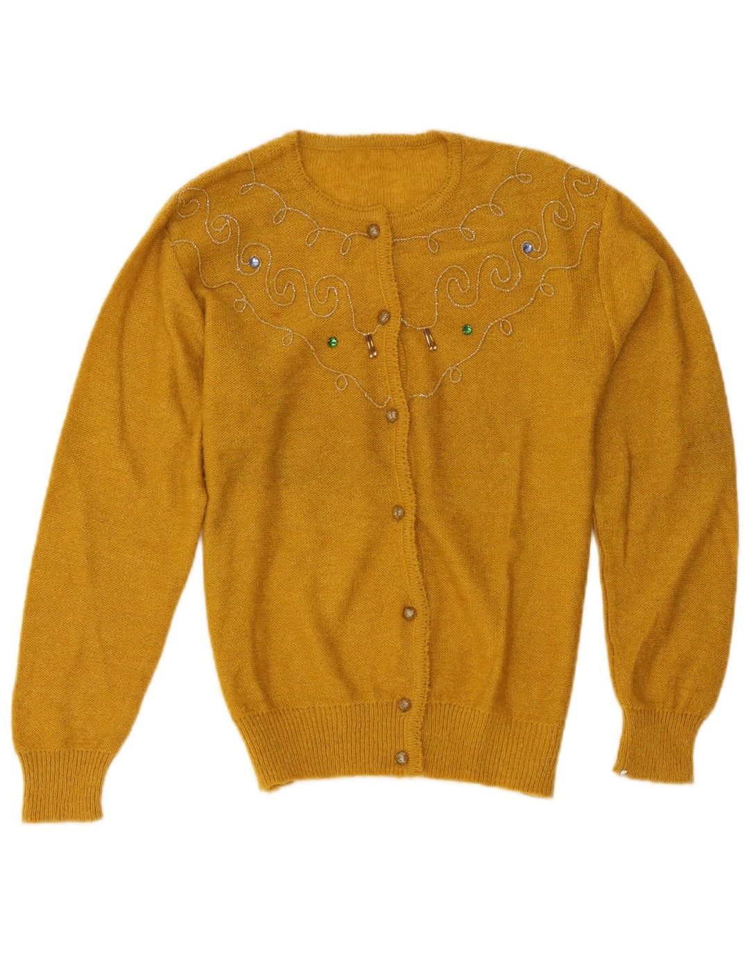 Pulover Cardigan Vintage pentru femei UK 14 Galben mediu