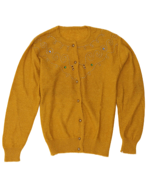 Pulover Cardigan Vintage pentru femei UK 14 Galben mediu