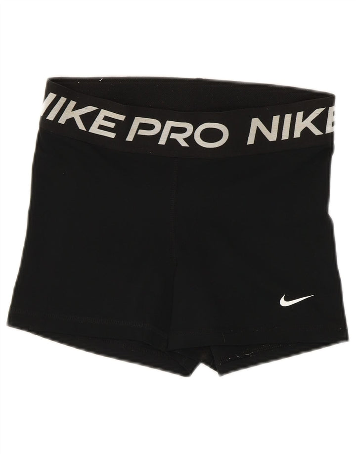 Pantaloni scurti sport Nike Dri Fit Graphic pentru femei UK 10 Poliester negru mic