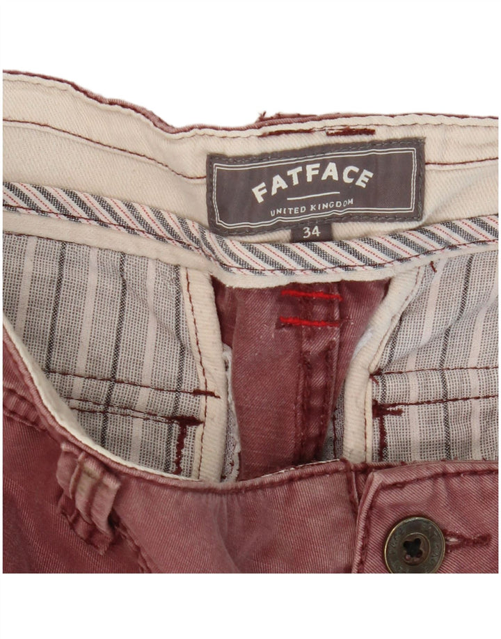 Pantaloni scurți cargo pentru bărbați Fat Face W34, mari din bumbac burgundy
