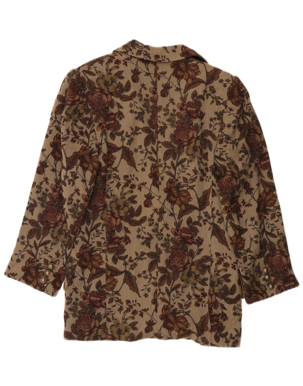 Blazer Vintage pentru femei cu 1 nasture UK 10 mic maro floral