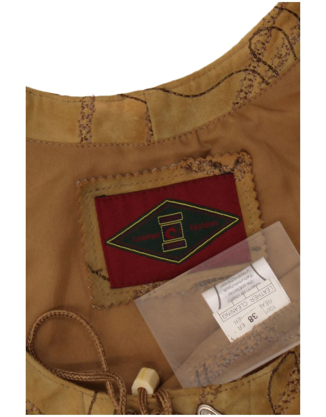 Vestă de damă VINTAGE din piele intoarsa EU 38 maro mediu din piele florala