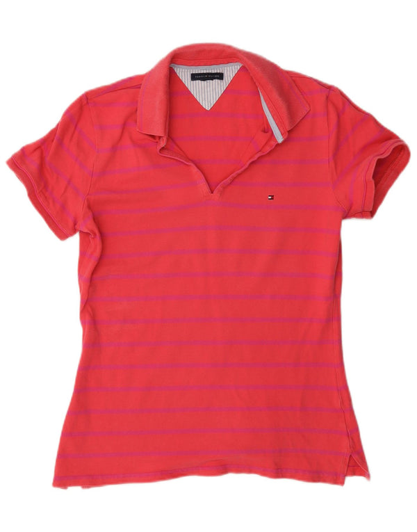 Tricou polo Tommy Hilfiger pentru femei, cu croiala normală, UK 14 Medium Red Striped