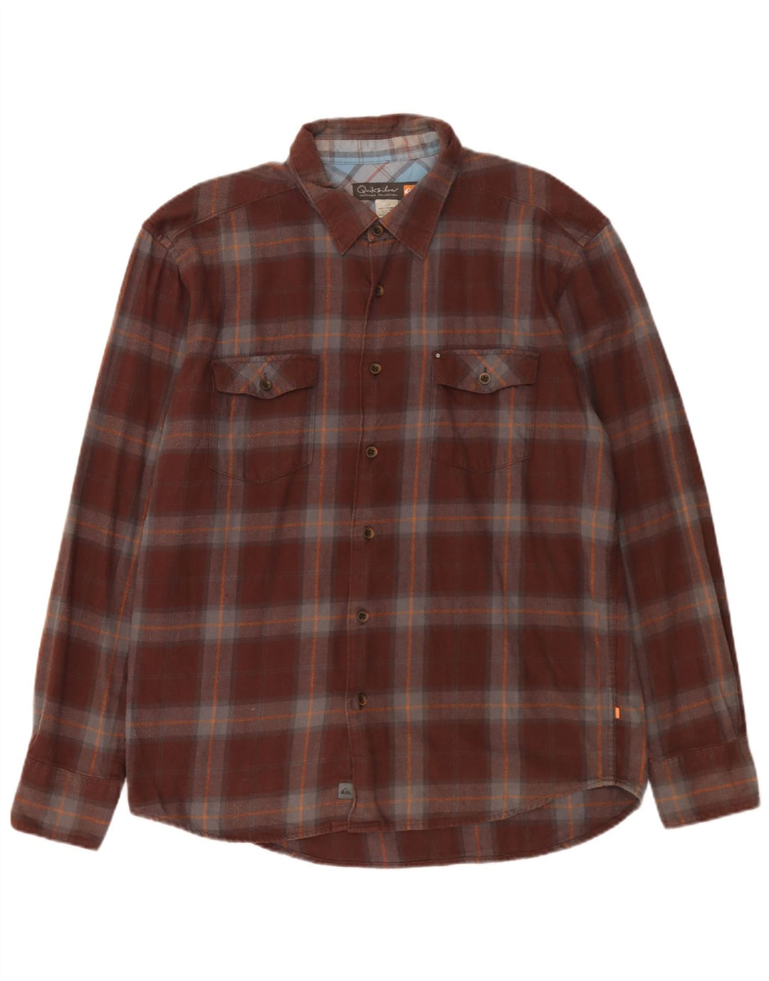 Cămașă de flanel pentru bărbați Quiksilver, bumbac cu carouri maro mari
