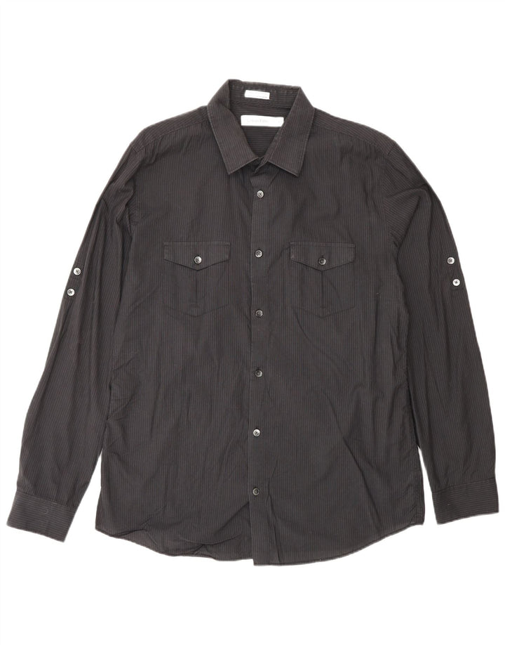 Cămașă pentru bărbați CALVIN KLEIN, bumbac cu dungi negre medii