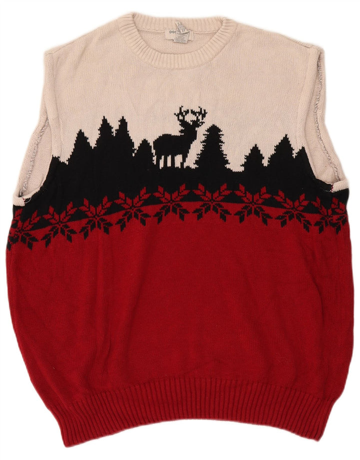Dockers Vest pentru bărbați Tank Top mare roșu Fair Isle Cotton
