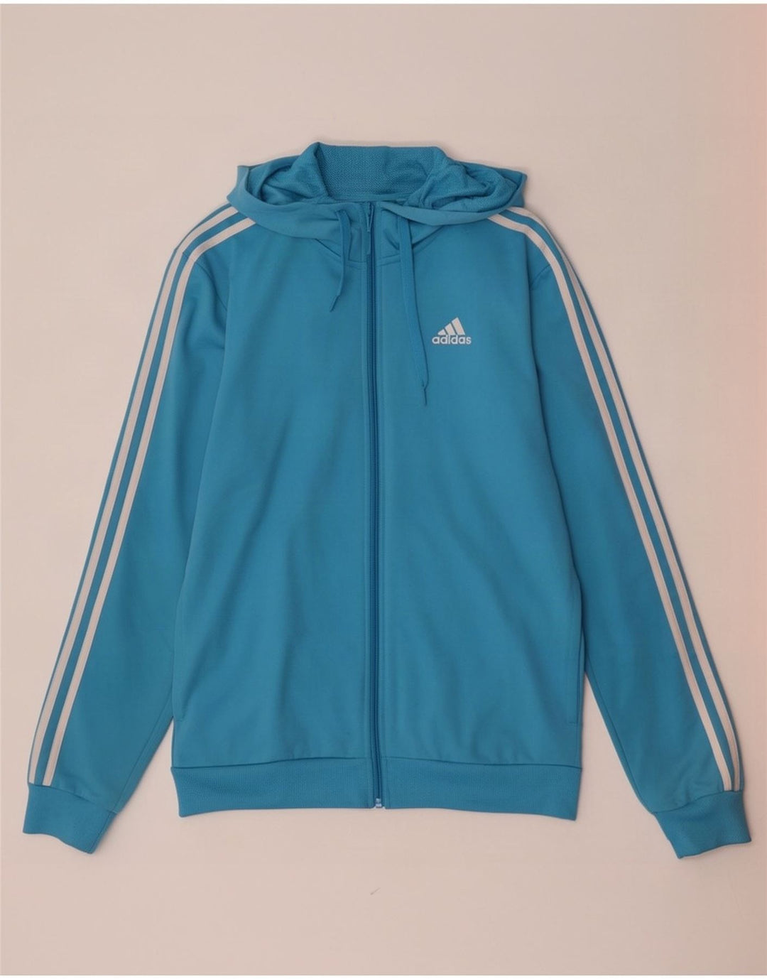 Pulover Adidas pentru bărbați, cu fermoar, poliester mic, albastru