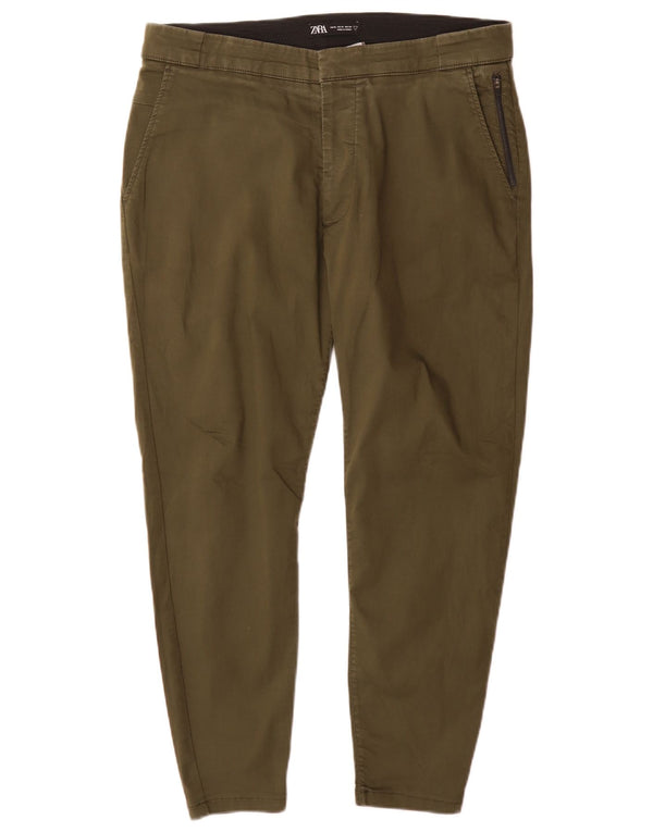 Pantaloni tăiați pentru bărbați Zara XL W34 L27 Verde bumbac