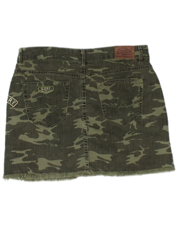 Fusta mini denim pentru femei SUPERDRY Medium W30 Khaki Camouflage