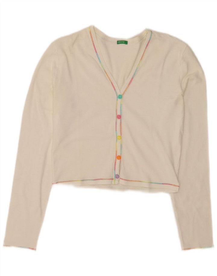 Pulover Benetton pentru femei Crop Cardigan UK 8 Small White