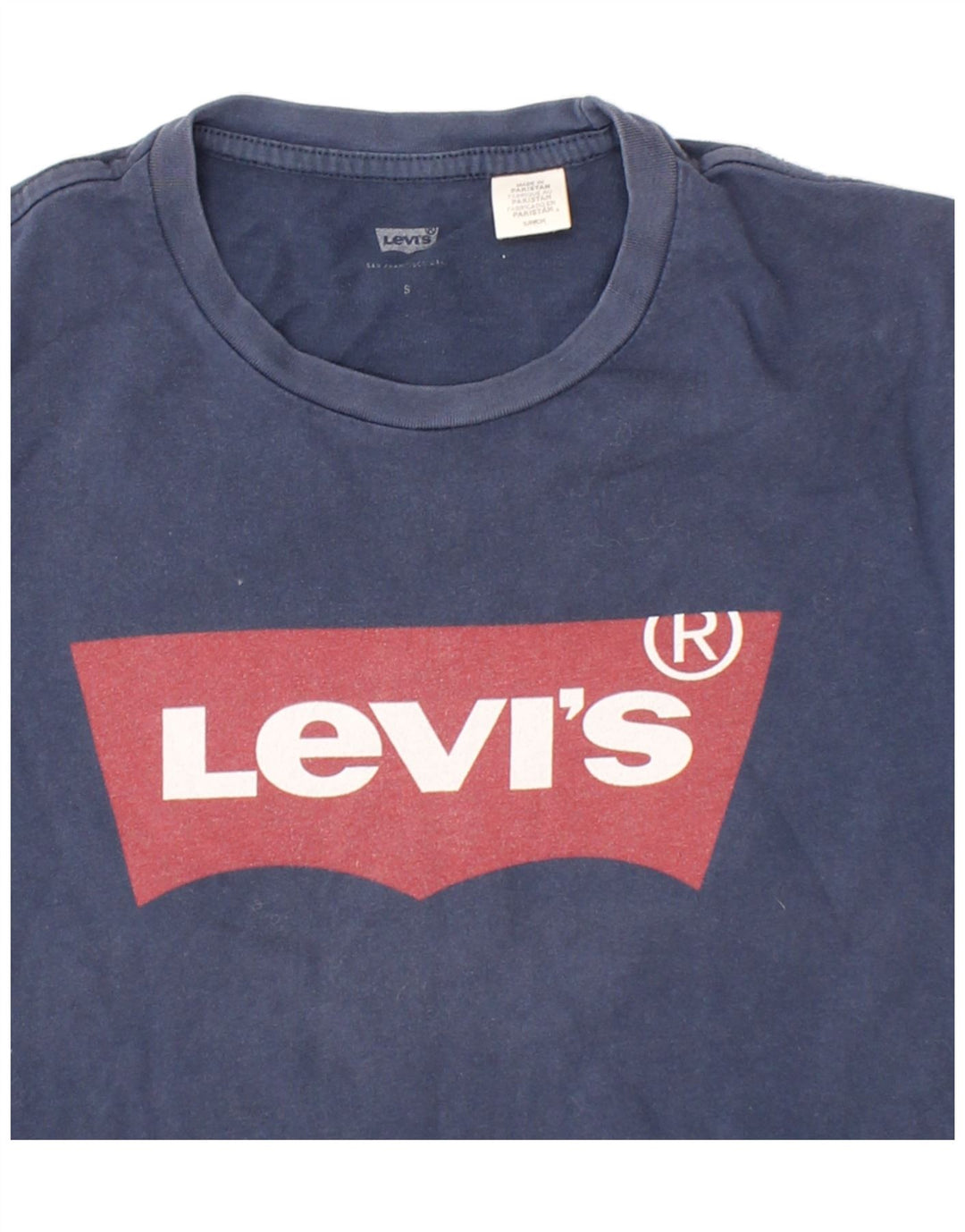 LEVI'S Mens Graphic T-Shirt Top Small Navy Blue Cotton Vintage Levi's and Second-Hand Levi's from Messina Hembry 