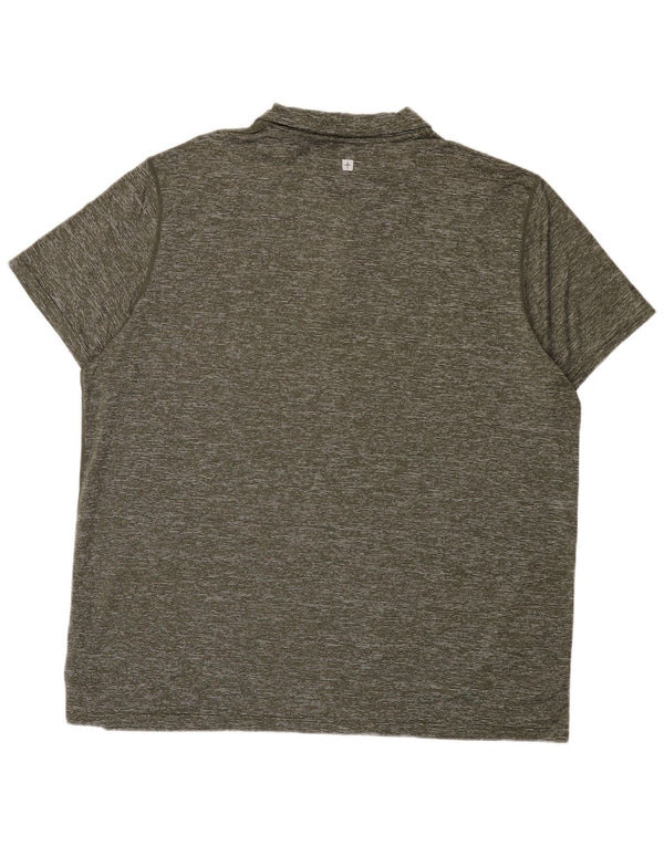 Tricou polo pentru bărbați Mountain Warehouse 2XL Kaki din poliamidă cu pete