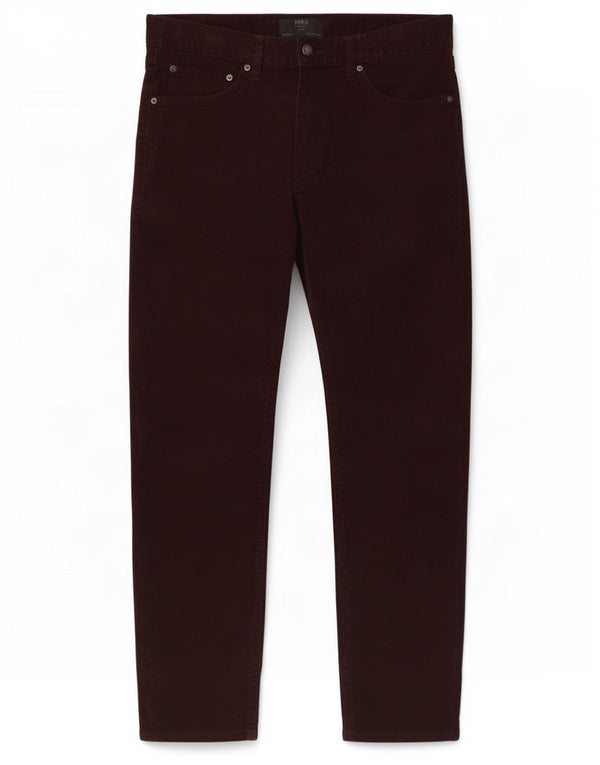 Marks & Spencer Pantaloni slim din velur pentru bărbați W32 L29 Bumbac burgundy