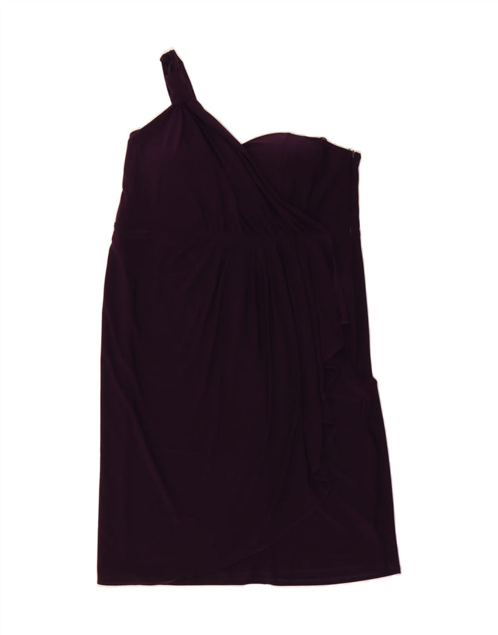 DEBUT Womens One Shoulder Dress UK 16 Large Purple Polyester Vintage Debut and Second-Hand Debut from Messina Hembry 