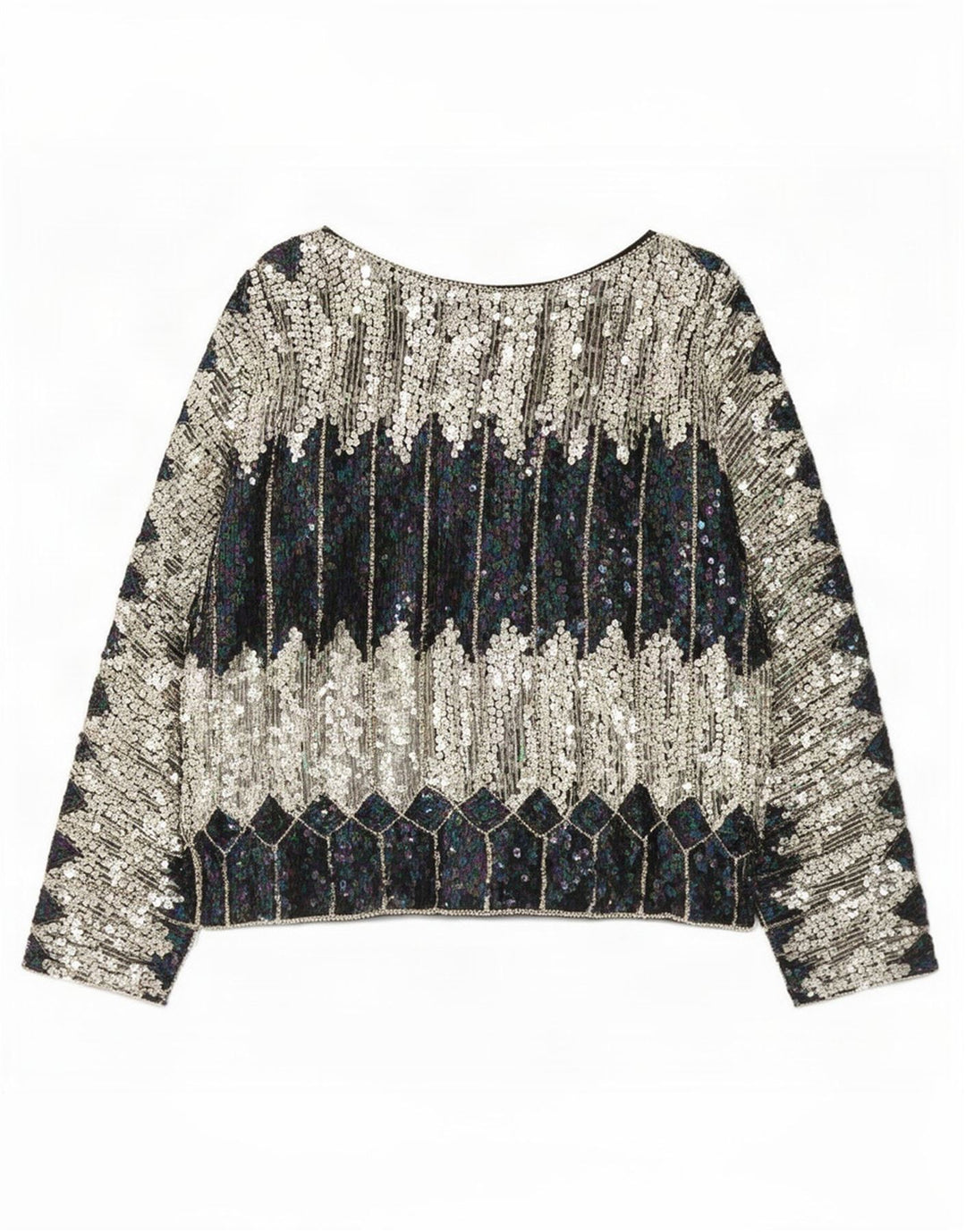 Bluză vintage cu paiete pentru femei UK 20 2XL Multicolor Colorblock
