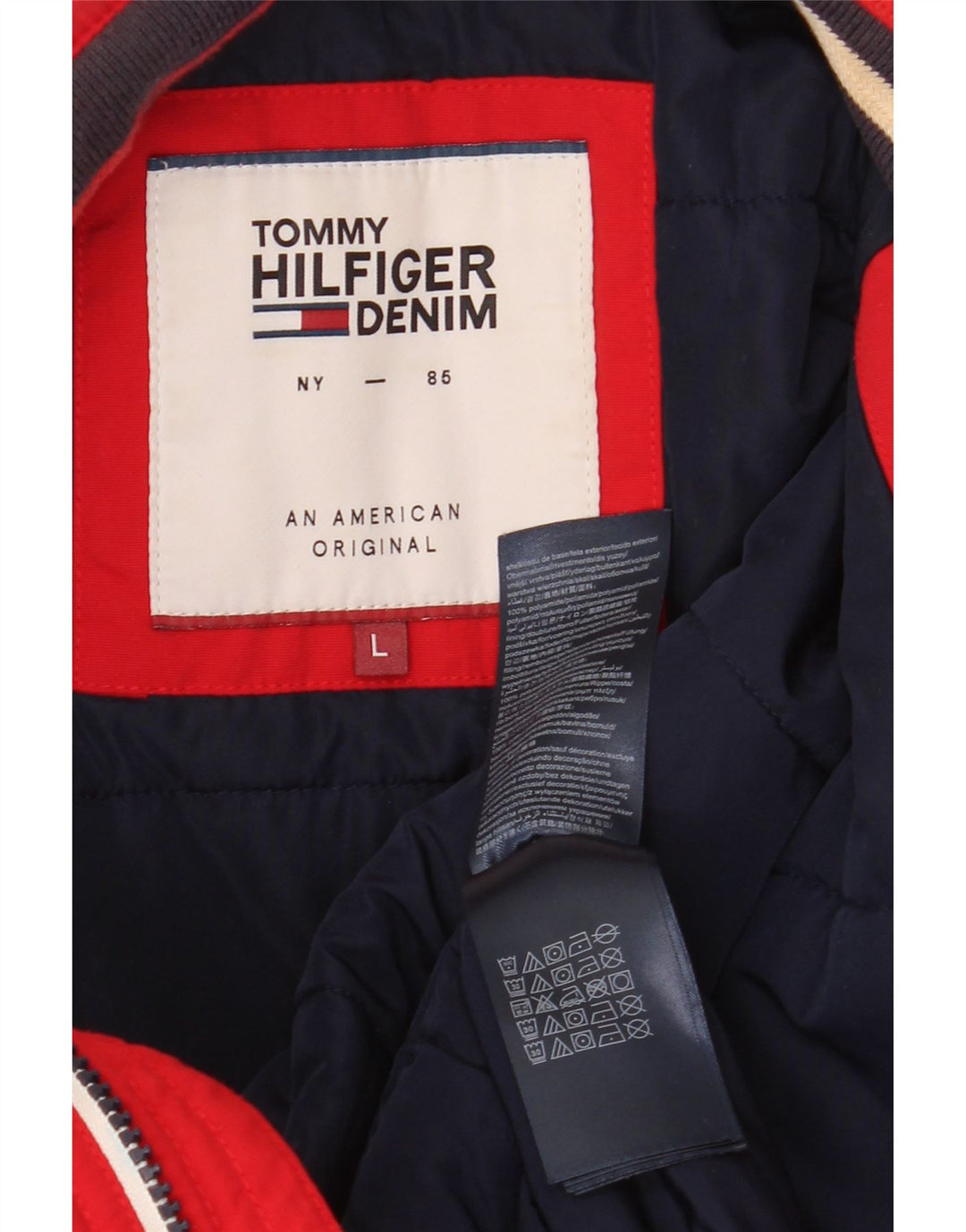 Bomber pentru bărbați TOMMY HILFIGER UK 40 Poliamidă roșie mare