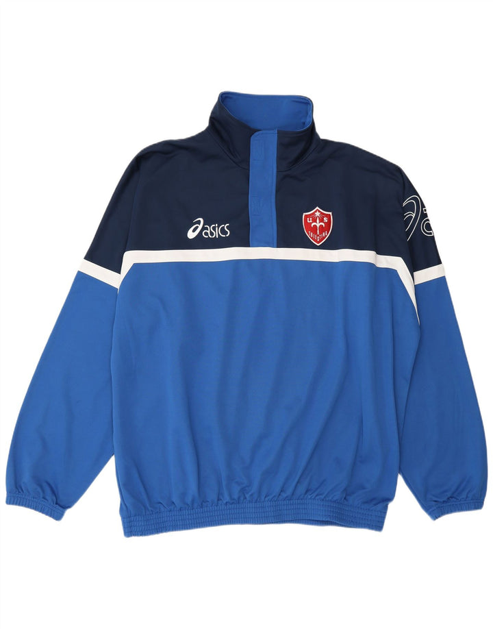 Top de trening Asics pentru bărbați, cu fermoar și gât, 2XL, albastru, bloc de culoare