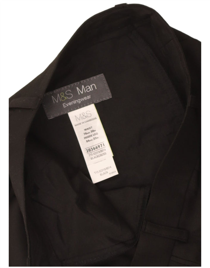 Marks & Spencer Pantaloni drepți pentru bărbați L30 L33 Bumbac negru