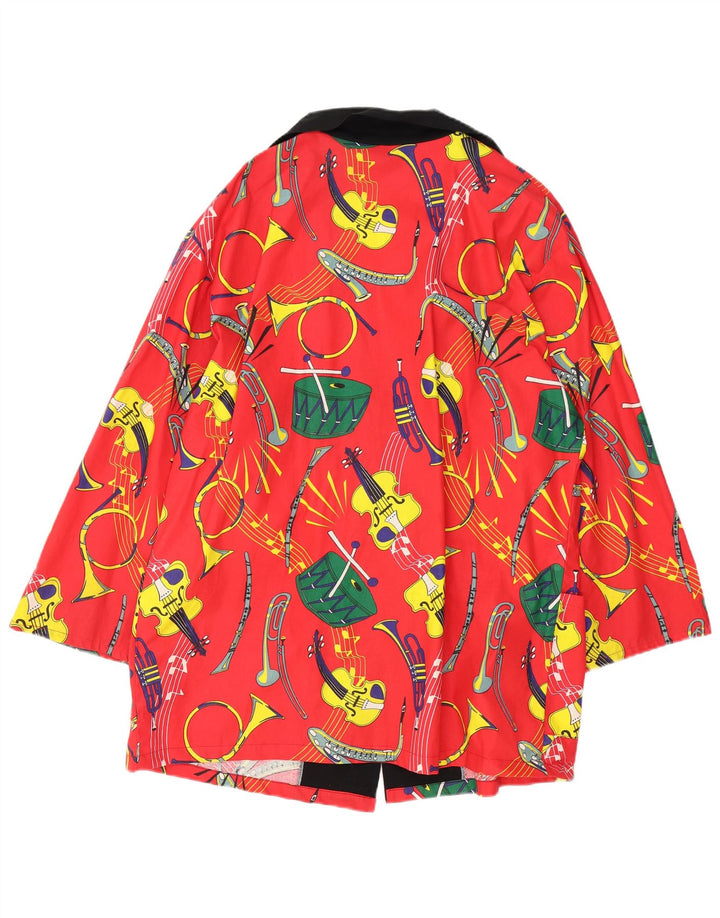 Palton de damă vintage cu model abstract la dublu piept EU 50 3XL bumbac roșu